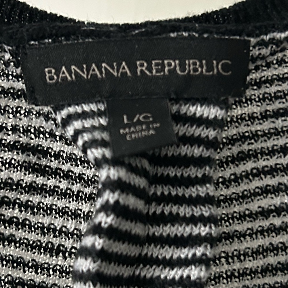 Banana Republic Black and White Striped Tank Top - linen/viscose blend - Large - Picture 3 of 9